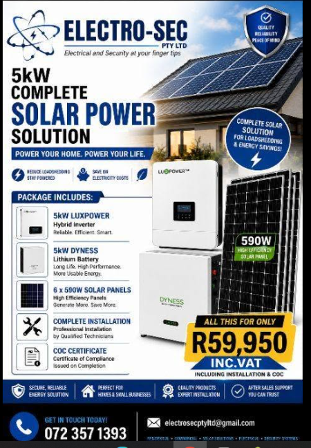 Electro-Sec 5kW complete solar power solution flyer